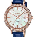 Casio Casio Sheen SHE-4052PGL-7AUEF  SHE-4052PGL-7A кварцевые женские часы  перламутровый циферблат, браслет кожаный — вид спереди