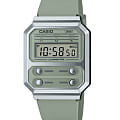 Casio Casio Vintage A100WEF-3ADF  A100WEF-3ADF кварцевые мужские часы  зеленый циферблат, браслет пластик — вид спереди