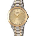 Casio Casio Collection LTP-1128G-9A  LTP-1128G-9A кварцевые женские часы  белый циферблат, браслет нержавеющая сталь с ip-покрытием — вид спереди