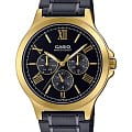 Casio Casio Collection MTP-V300GB-1A  MTP-V300GB-1A кварцевые мужские часы  черный циферблат, браслет нержавеющая сталь с ip-покрытием — вид спереди