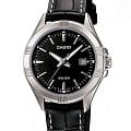 Casio Casio LTP-1308L-1A  LTP-1308L-1A кварцевые женские часы  черный циферблат, браслет кожаный — вид спереди
