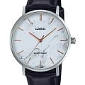 Casio Casio Collection MTP-VT01LM-7A  MTP-VT01LM-7A кварцевые мужские часы  белый циферблат, браслет кожаный — вид спереди