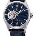 Orient Orient Star RE-AT0006L  RE-AT0006L механические мужские часы  синий циферблат, браслет кожаный — вид спереди