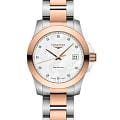 Longines Longines Conquest L3.377.3.88.7  L33773887 кварцевые женские часы  перламутровый циферблат, браслет сталь c pvd покрытием — вид спереди
