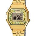 Casio Casio Collection LA680WEGA-9C Retro LA680WEGA-9C кварцевые женские часы  золотой циферблат, браслет нержавеющая сталь — вид спереди