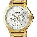 Casio Casio Collection MTP-V300G-7AUDF (MTP-V300G-7A)  MTP-V300G-7A кварцевые мужские часы  белый циферблат, браслет нержавеющая сталь с ip-покрытием — вид спереди