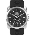 Philipp Plein Philipp Plein The Skull King PWLAA0122  PWLAA0122 кварцевые мужские часы  черный циферблат, браслет силикон — вид спереди
