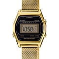 Casio Casio Collection LA690WEMY-1EF  LA690WEMY-1EF кварцевые женские часы  золотой циферблат, браслет 18-каратное желтое золото — вид спереди