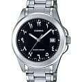 Casio Casio Collection MTP-1215A-1B3  MTP-1215A-1B3 кварцевые мужские часы  черный циферблат, браслет нержавеющая сталь — вид спереди