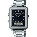 Casio Casio Collection MTP-B205D-1E  MTP-B205D-1E кварцевые мужские часы  черный циферблат, браслет нержавеющая сталь — вид спереди