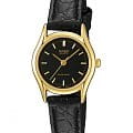 Casio Casio Collection LTP-1094Q-1A  LTP-1094Q-1A кварцевые женские часы  белый циферблат, браслет кожаный — вид спереди