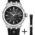 Maurice Lacroix Maurice Lacroix Aikon Automatic AI6008-SS00B-330-2  AI6008-SS00B-330-2 механические мужские часы  черный циферблат, браслет каучук — вид спереди