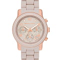 Michael Kors Michael Kors Runway MK7386  MK7386 кварцевые женские часы  розовый циферблат, браслет нержавеющая сталь с pvd-покрытием + силикон — вид спереди