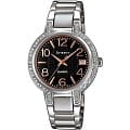 Casio Casio Sheen SHE-4804D-1A  SHE-4804D-1A кварцевые женские часы  черный циферблат, браслет  — вид спереди