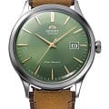 Orient Orient Bambino RA-AC0P01E  RA-AC0P01E механические мужские часы  зеленый циферблат, браслет кожаный — вид спереди