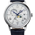 Orient Orient Sun & Moon RA-AK0802S  RA-AK0802S механические мужские часы  белый циферблат, браслет кожаный — вид спереди