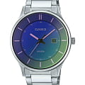 Casio Casio Collection MTP-E605D-2E  MTP-E605D-2E кварцевые мужские часы  синий циферблат, браслет нержавеющая сталь — вид спереди