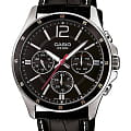 Casio Casio Collection MTP-1374L-1AVDF (MTP-1374L-1A)  MTP-1374L-1A кварцевые мужские часы  черный циферблат, браслет кожаный — вид спереди