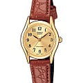 Casio Casio Collection LTP-1094Q-9BR  LTP-1094Q-9BR кварцевые женские часы  белый циферблат, браслет кожаный — вид спереди