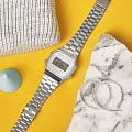 Casio Casio Collection A-168WEM-7 мужские часы серебристый циферблат на запястье