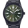 Casio Casio Collection MTP-VD02B-3E  MTP-VD02B-3E кварцевые мужские часы  зеленый циферблат, браслет сталь с ip покрытием — вид спереди