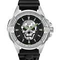 Philipp Plein Philipp Plein The Skull PWAAA0121  PWAAA0121 кварцевые мужские часы  черный циферблат, браслет силикон — вид спереди