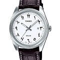 Casio Casio Collection MTP-1302L-7B3  MTP-1302L-7B3 кварцевые мужские часы  белый циферблат, браслет кожаный — вид спереди