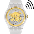 Swatch Swatch New Gent Swatch Pay! SVIZ102-5300  SVIZ102-5300 кварцевые мужские часы  прозрачный циферблат, браслет силикон — вид спереди