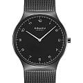 Obaku Obaku Slank V306GXBBMB  V306GXBBMB кварцевые мужские часы  черный циферблат, браслет нержавеющая сталь с pvd-покрытием — вид спереди