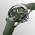 Longines Longines HydroConquest L3.781.4.06.9 механические мужские часы часы, крупный план зеленый циферблат