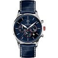 Jacques Lemans Jacques Lemans U-58A  U-58A кварцевые мужские часы  синий циферблат, браслет кожа + текстиль — вид спереди