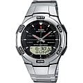 Casio CASIO WAVE CEPTOR WVA-105HDE-1A  WVA-105HDE-1A кварцевые мужские часы  черный циферблат, браслет нержавеющая сталь — вид спереди